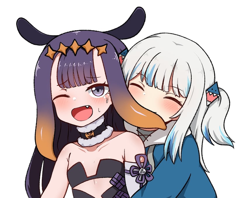 gawr gura and ninomae ina'nis (hololive and 1 more) drawn by hollyeung