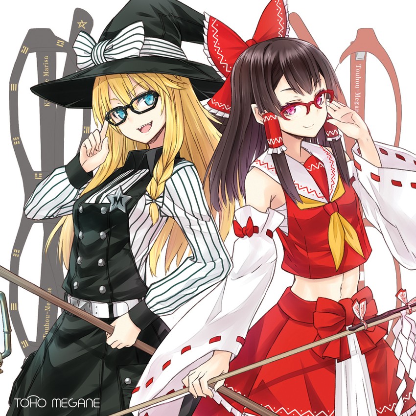hakurei reimu and kirisame marisa (touhou) drawn by nabeshima_tetsuhiro