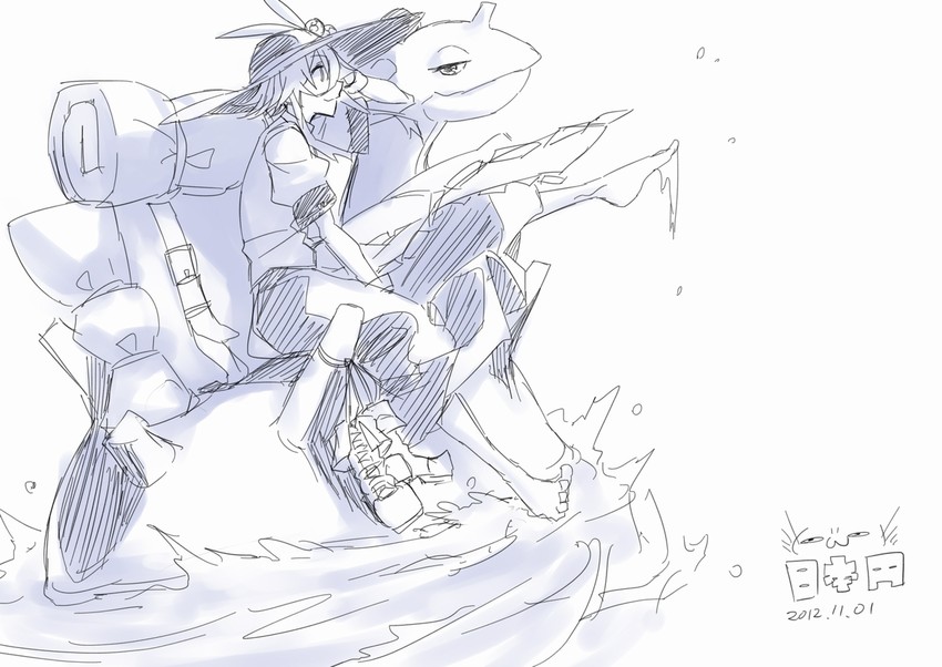 hinanawi tenshi and lapras (touhou and 2 more) drawn by hinomoto_madoka
