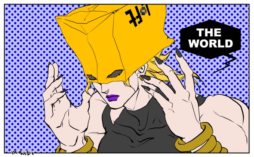 dio brando and the world (jojo no kimyou na bouken and 1 more) drawn by musubi_(livnehe)