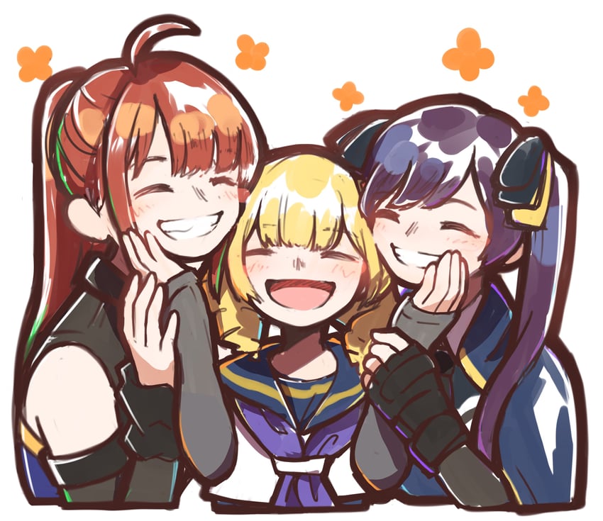 hishida haru, imamura yukari, and yokoyama azusa (assault lily) drawn by nabezoko_no_okoge