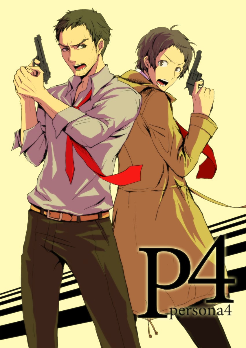 adachi tooru and doujima ryoutarou (persona and 1 more) drawn by pencil_(enpitsu)