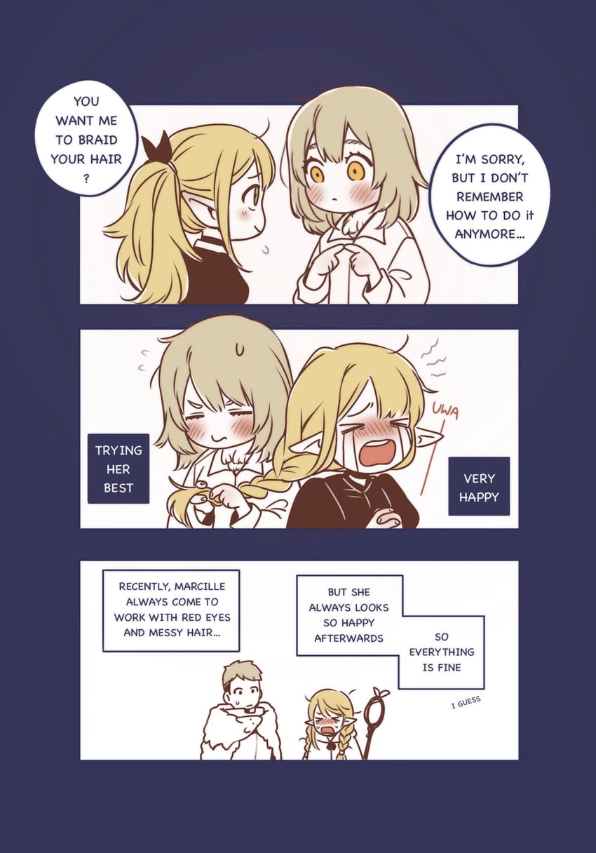 marcille donato, falin touden, and laios touden (dungeon meshi) drawn by dcon_34