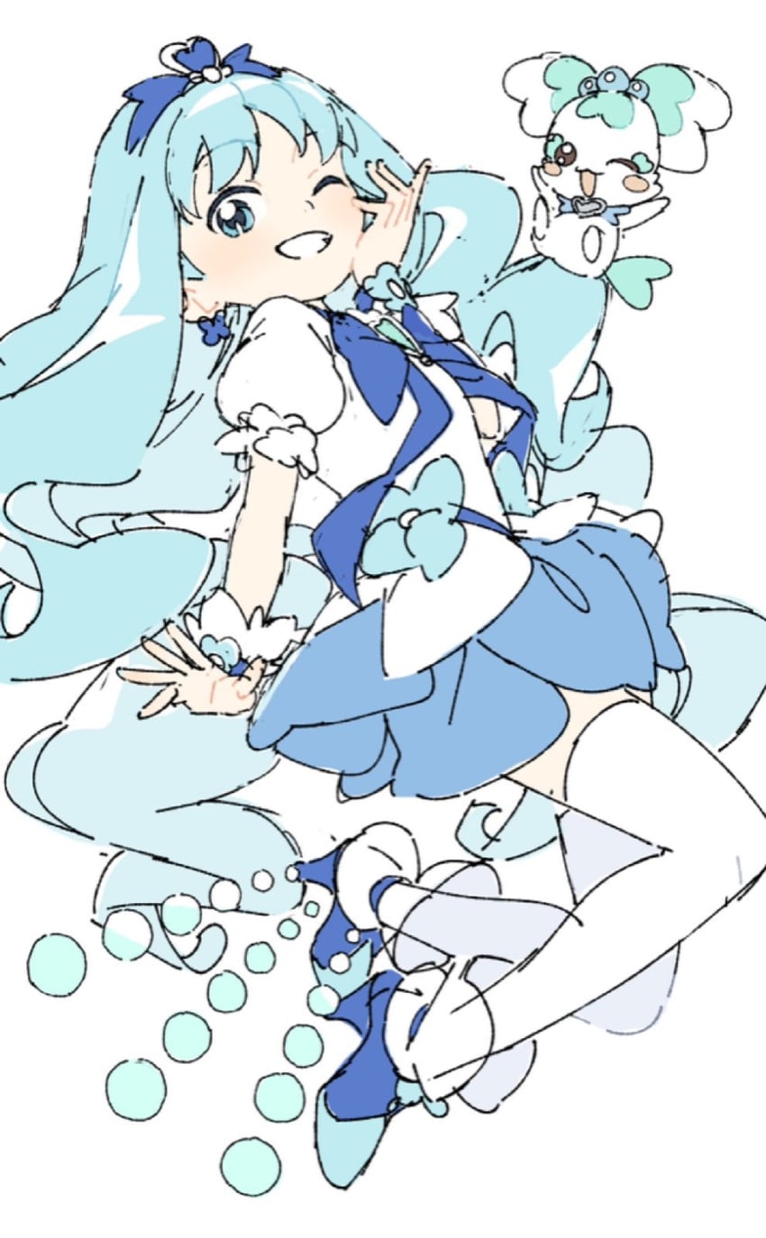 kurumi erika, cure marine, and coffret (precure and 1 more) drawn by ginjiro_(ginjiroxx)