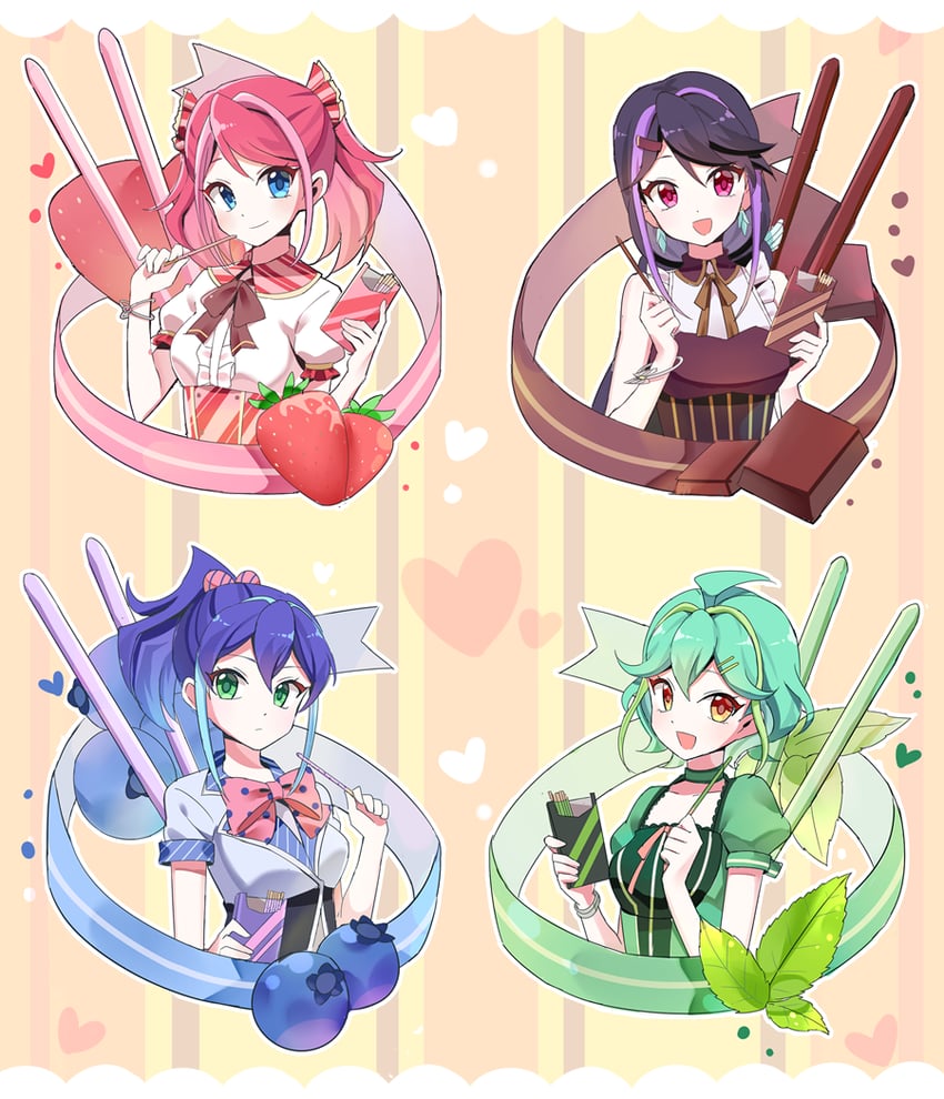hiiragi yuzu, serena, kurosaki ruri, bracelet girls, and rin (yu-gi-oh! and 1 more) drawn by joman