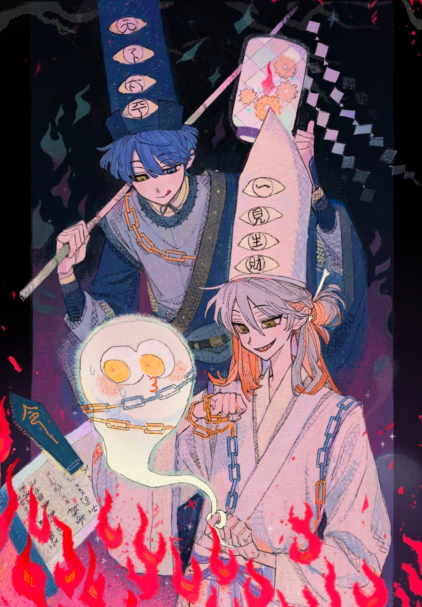 medicine pocket, x, and hei bai wuchang (reverse:1999 and 1 more) drawn by shuiliuliu