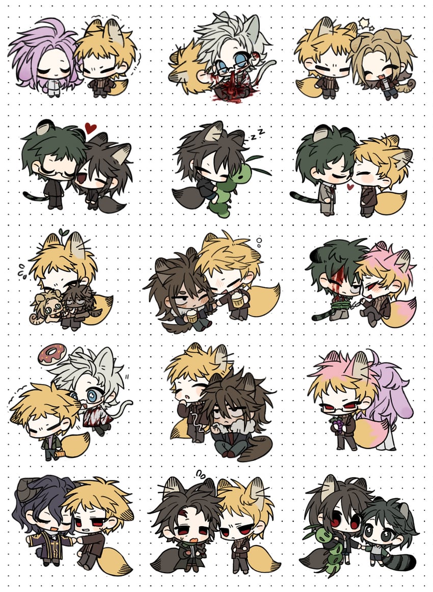 hatsutori hajime, utsugi noriyuki, atou haruki, harada minoru, isoi reiji, and 4 more (saibou shinkyoku) drawn by nuobeiyhengaoxingrenshini