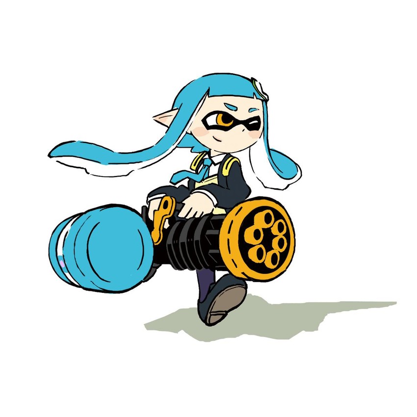 inkling player character and inkling girl (splatoon and 1 more) drawn by chikuwabu