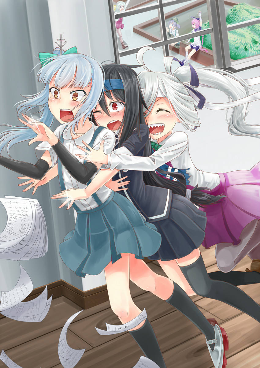 kasumi, kiyoshimo, asashimo, ooshio, hatsushimo, and 1 more (kantai collection) drawn by zaki_(loud_factory)