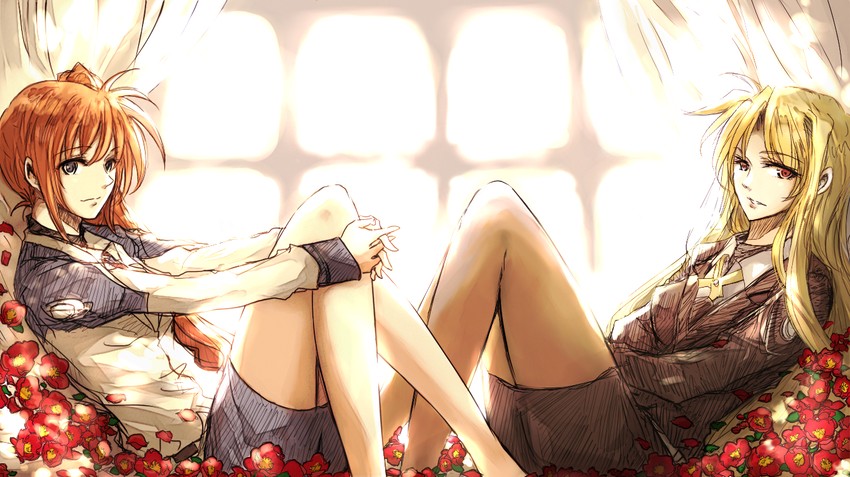 fate testarossa and takamachi nanoha (lyrical nanoha and 1 more) drawn by yuuyu_(777)