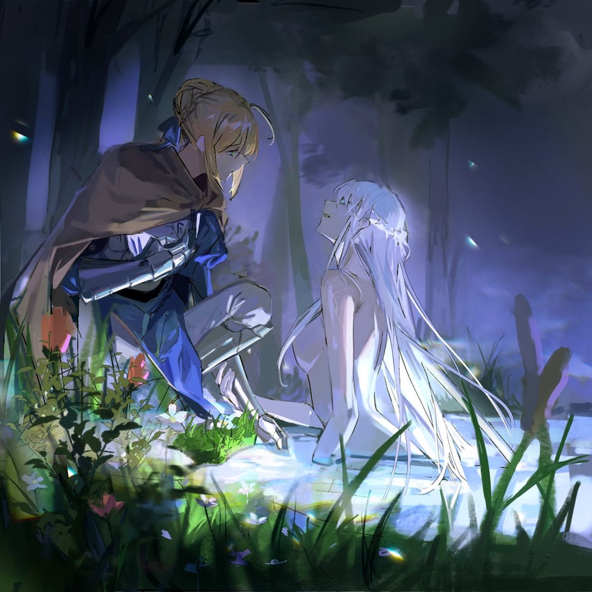 artoria pendragon, saber, morgan le fay, and lady of the lake (fate and 3 more) drawn by moxiayuji