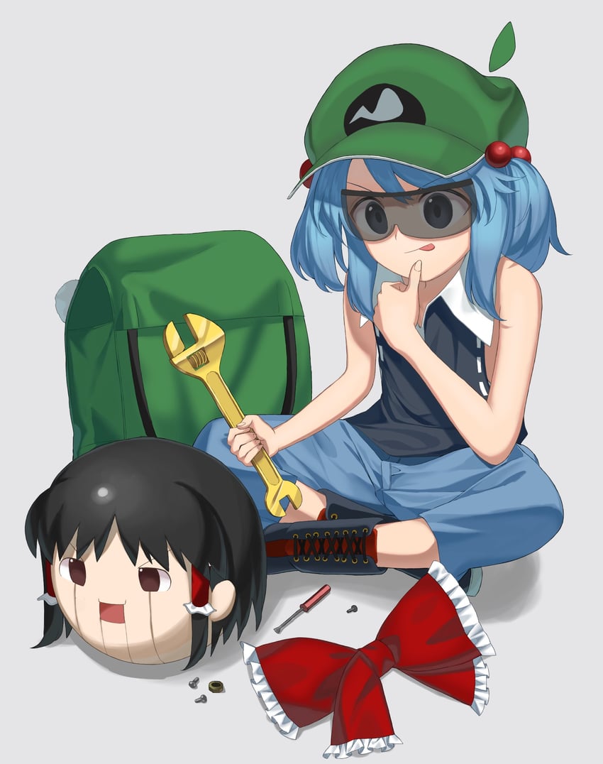 hakurei reimu and kawashiro nitori (touhou) drawn by keiki8296