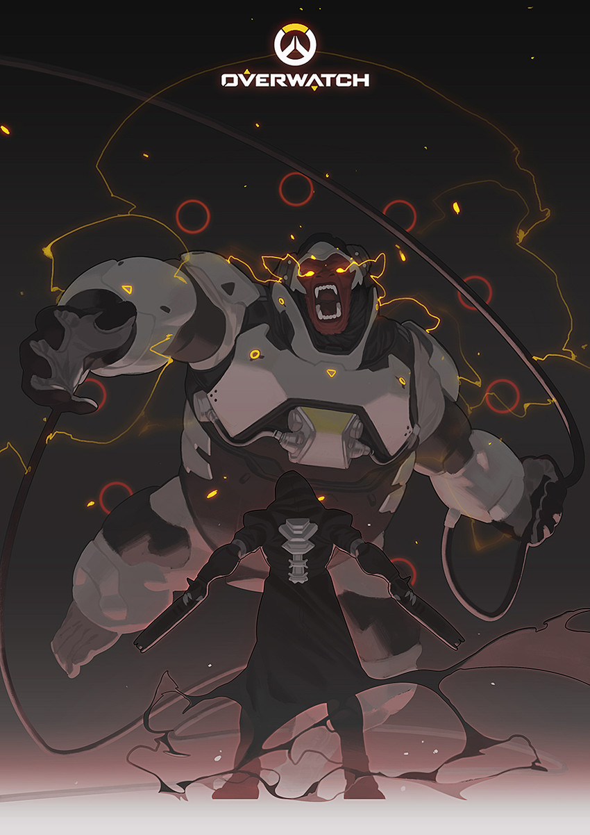 reaper and winston (overwatch and 1 more) drawn by lan_se_fangying