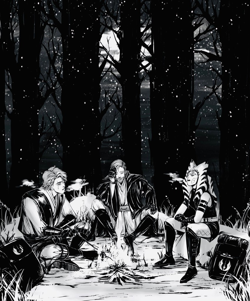 ahsoka tano, obi-wan kenobi, and anakin skywalker (star wars and 1 more) drawn by behindxa