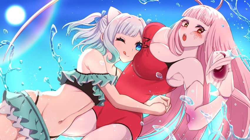 mint fantome and matara kan (indie virtual youtuber and 1 more) drawn by kaho_lllk