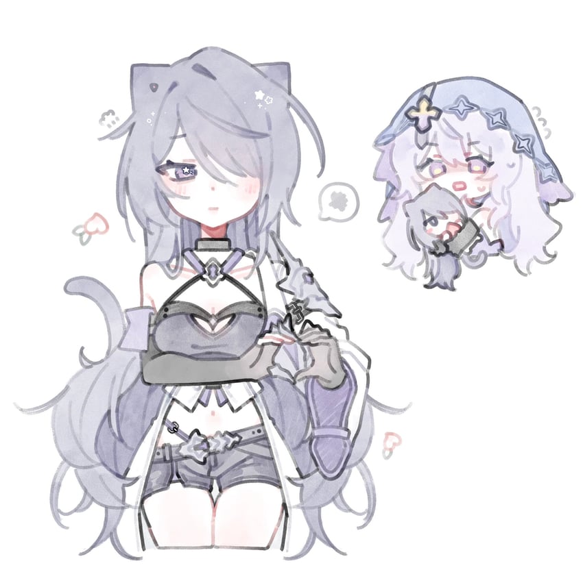 acheron and black swan (honkai and 1 more) drawn by machiifu