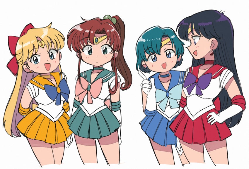 mizuno ami, aino minako, hino rei, kino makoto, sailor mercury, and 3 more (bishoujo senshi sailor moon) drawn by tsubobot