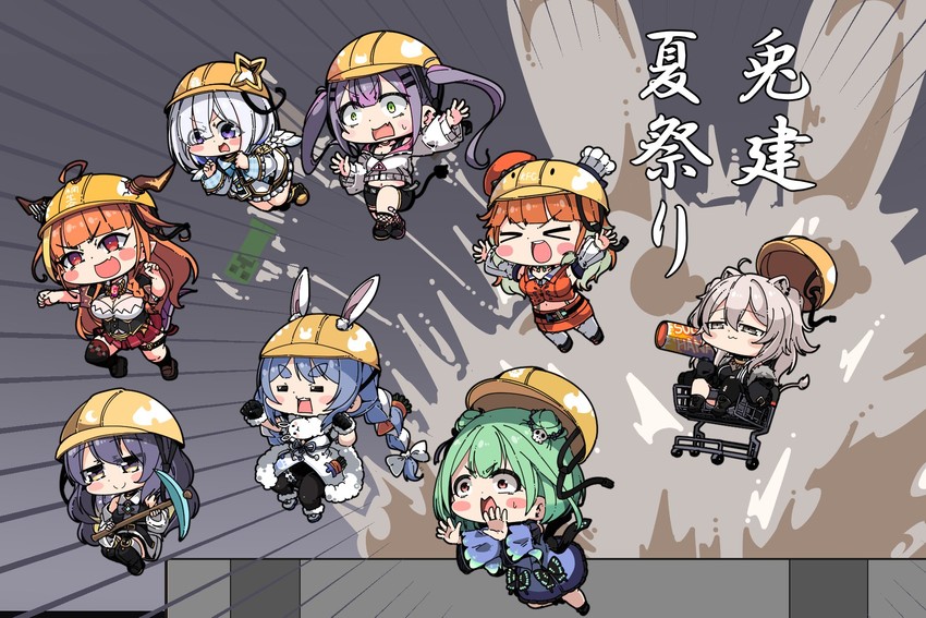 usada pekora, takanashi kiara, tokoyami towa, amane kanata, shishiro botan, and 5 more (hololive and 3 more) drawn by amatukiamaru