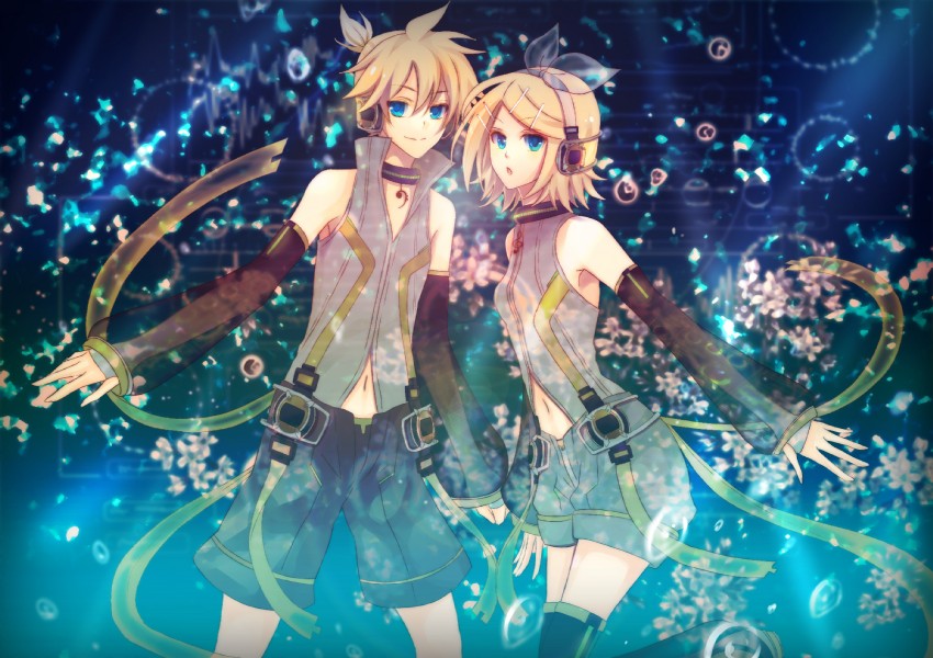kagamine rin and kagamine len (vocaloid) drawn by soriku