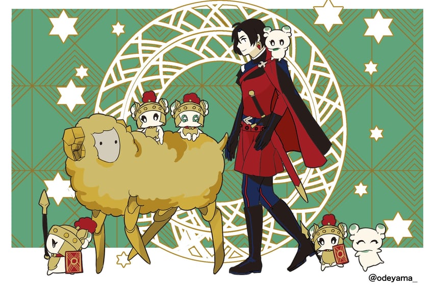 constantine xi, con, and dumuzid (fate and 1 more) drawn by odeyama