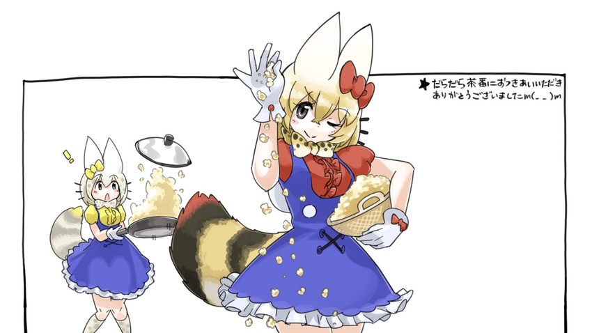 serval, hello kitty, and white serval (kemono friends and 2 more) drawn by iwa_(iwafish)