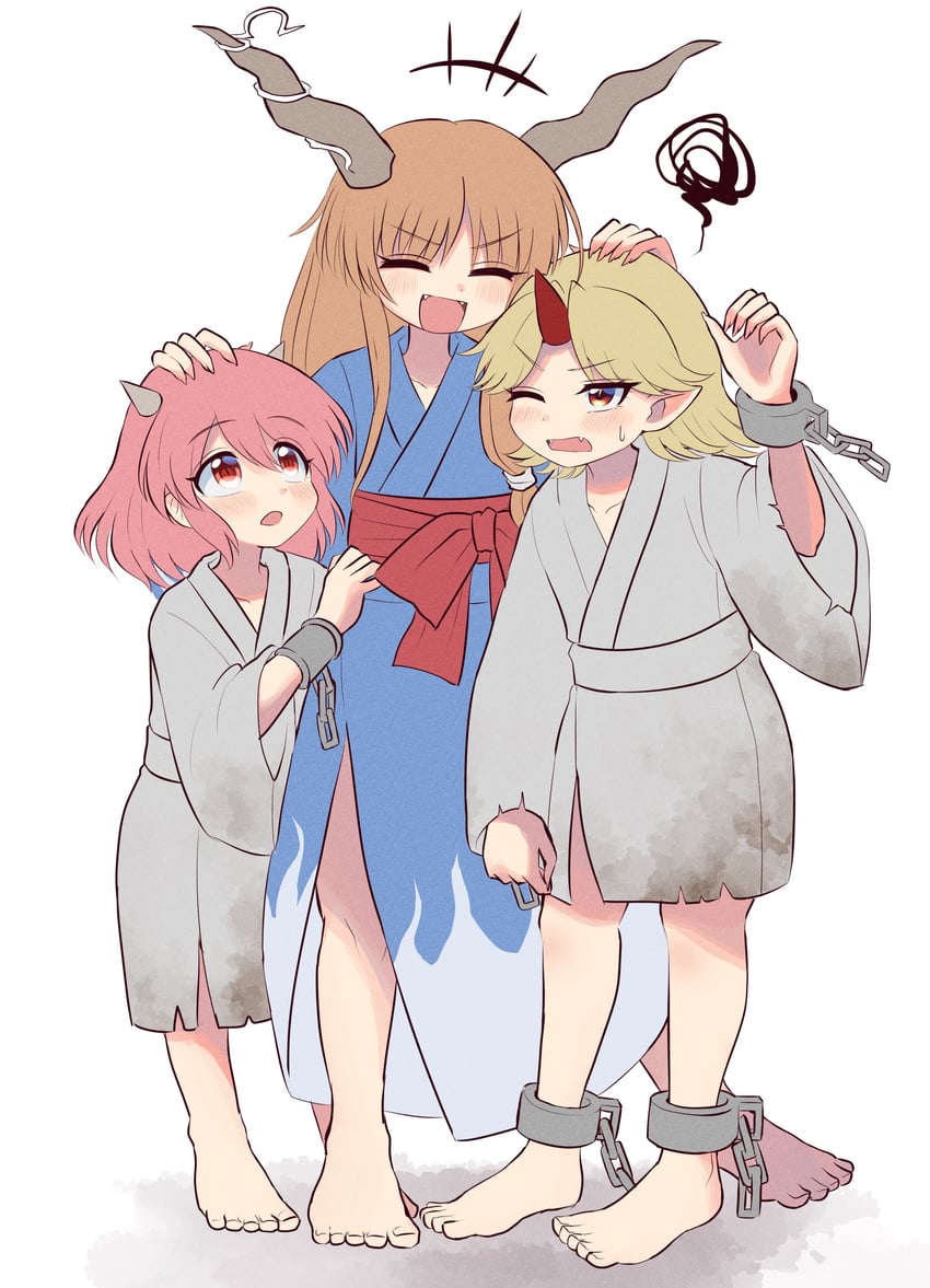 ibuki suika, hoshiguma yuugi, and ibaraki kasen (touhou) drawn by elaphe_guttata6