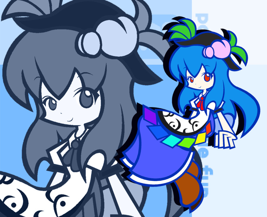 hinanawi tenshi (touhou and 2 more) drawn by ikasui_(okakenn1224)