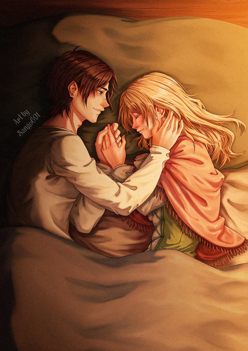 eren yeager and krista lenz (shingeki no kyojin) drawn by sango691