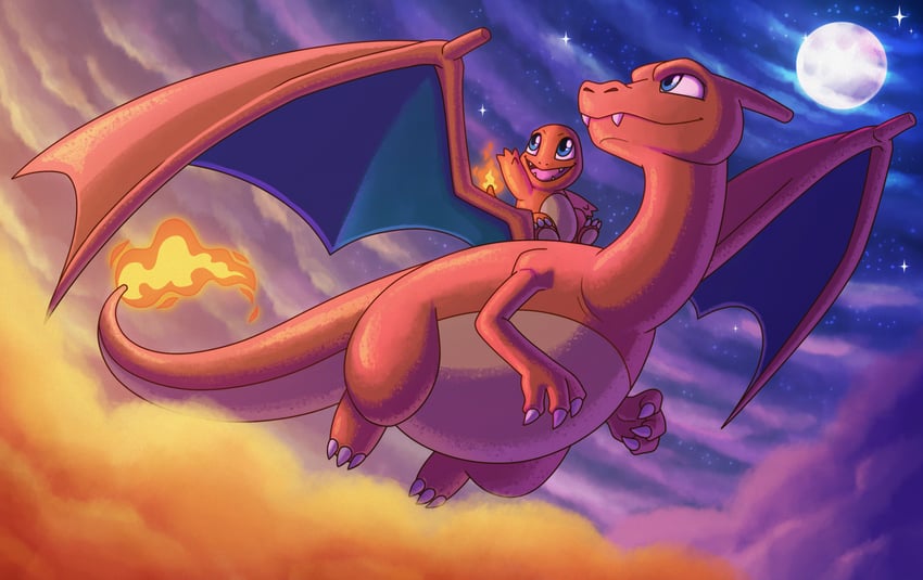 charizard and charmander (pokemon) drawn by bluestripedrenulian