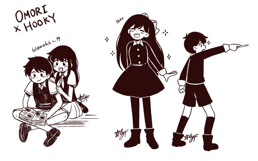 sunny and mari (omori and 1 more) drawn by starlyfnnctn