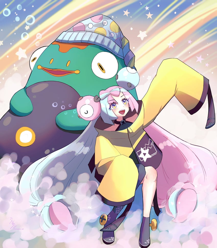 iono and bellibolt (pokemon and 1 more) drawn by uyumaru_art