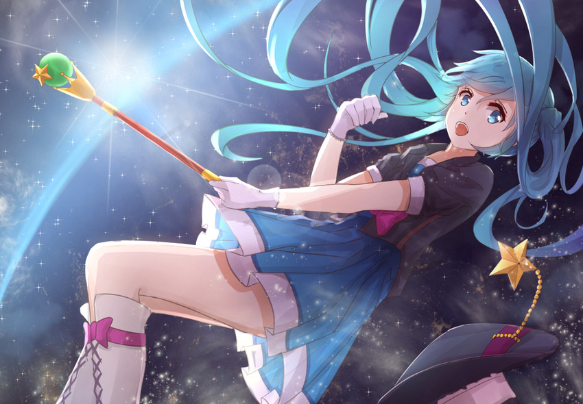 hatsune miku and magical mirai miku (vocaloid and 1 more) drawn by byakuya_reki