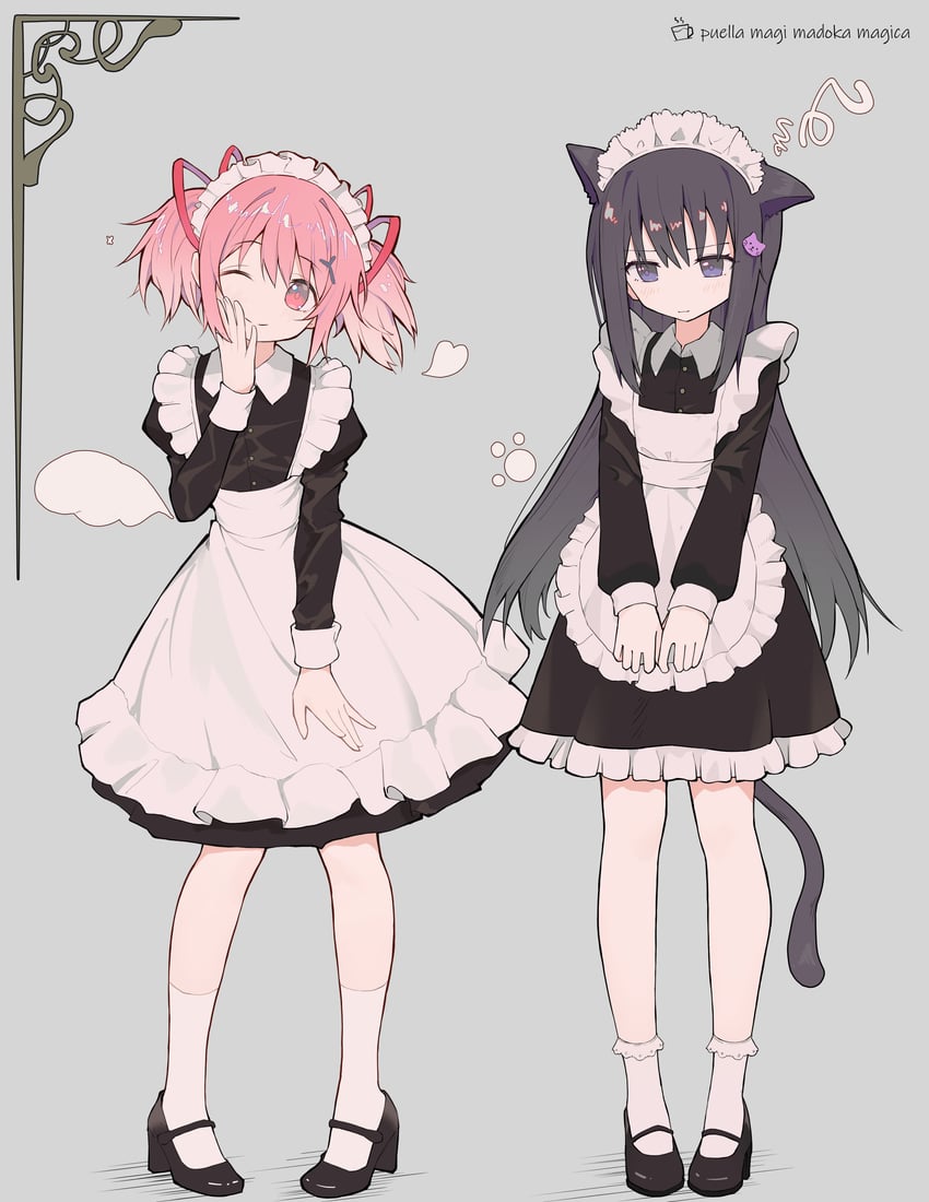 akemi homura and kaname madoka (mahou shoujo madoka magica) drawn by moonfire