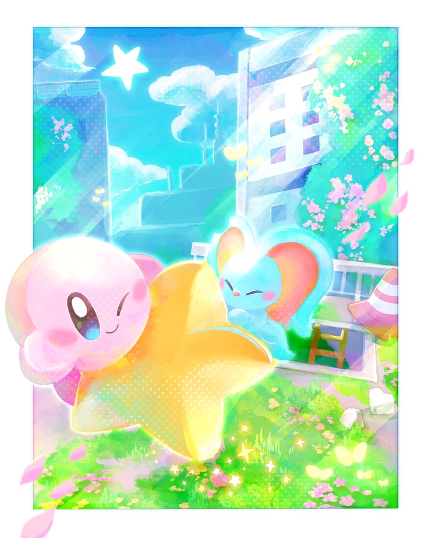 kirby and elfilin (kirby and 1 more) drawn by stern_(stern_dream)