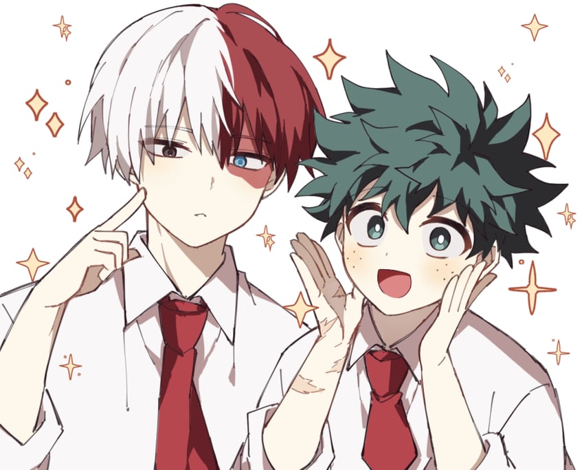 midoriya izuku and todoroki shoto (boku no hero academia) drawn by coi_mha