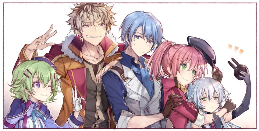 altina orion, juna crawford, musse egret, kurt vander, and ash carbide (eiyuu densetsu and 2 more) drawn by achan_(blue_semi)