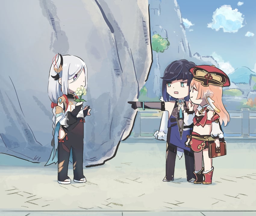 shenhe, yelan, and yanfei (genshin impact) drawn by xinzoruo