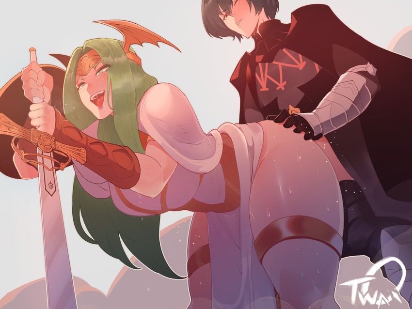 male byleth and seiros (fire emblem and 1 more) drawn by nyantcha