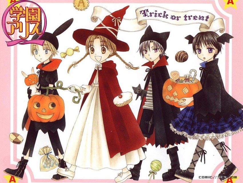 sakura mikan, hyuuga natsume, imai hotaru, and nogi ruka (gakuen alice) drawn by higuchi_tachibana