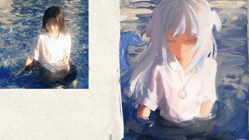 gawr gura (hololive and 1 more) drawn by cursedweeboo