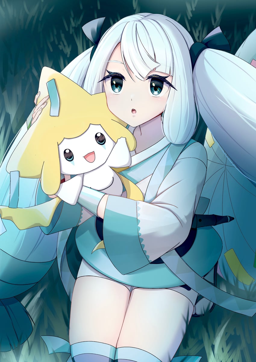 hatsune miku, jirachi, and steel miku (pokemon and 2 more) drawn by mochitaro_(mothitaroo)