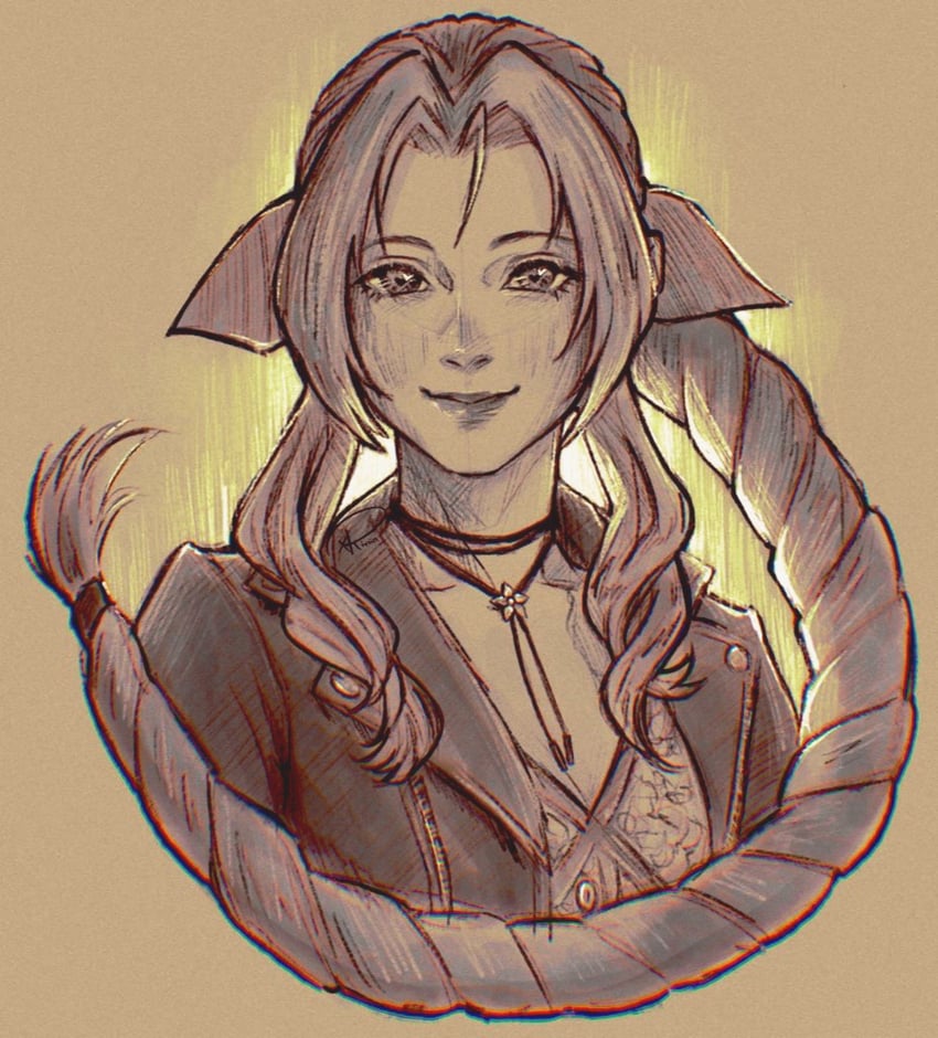 aerith gainsborough (final fantasy and 2 more) drawn by kuroiitulip