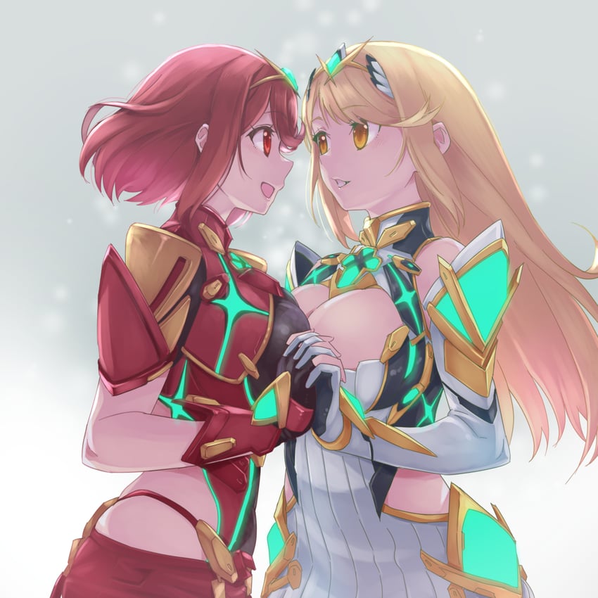 pyra and mythra (xenoblade chronicles and 1 more) drawn by yazwo