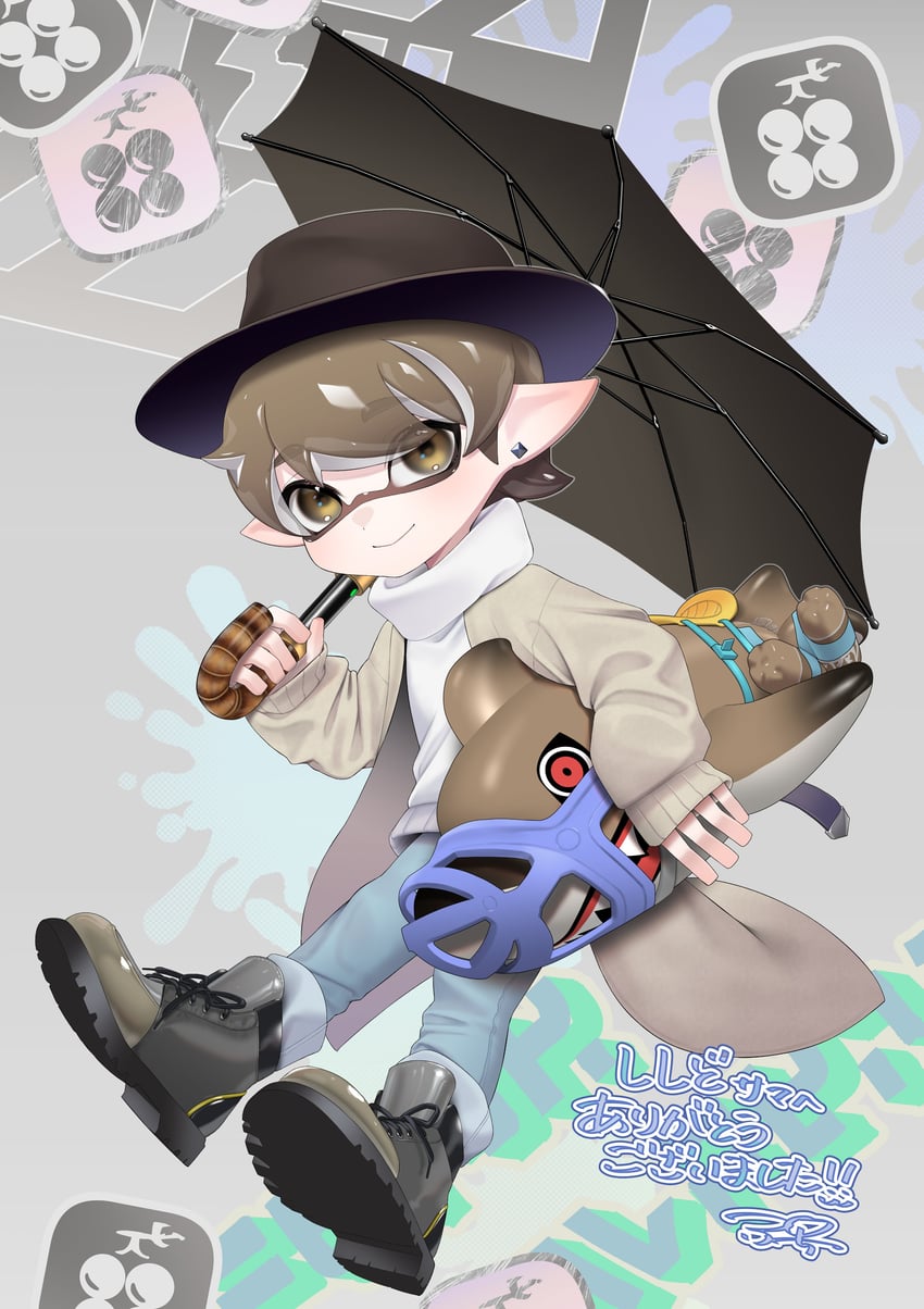 inkling player character and inkling boy (splatoon and 1 more) drawn by puchiman