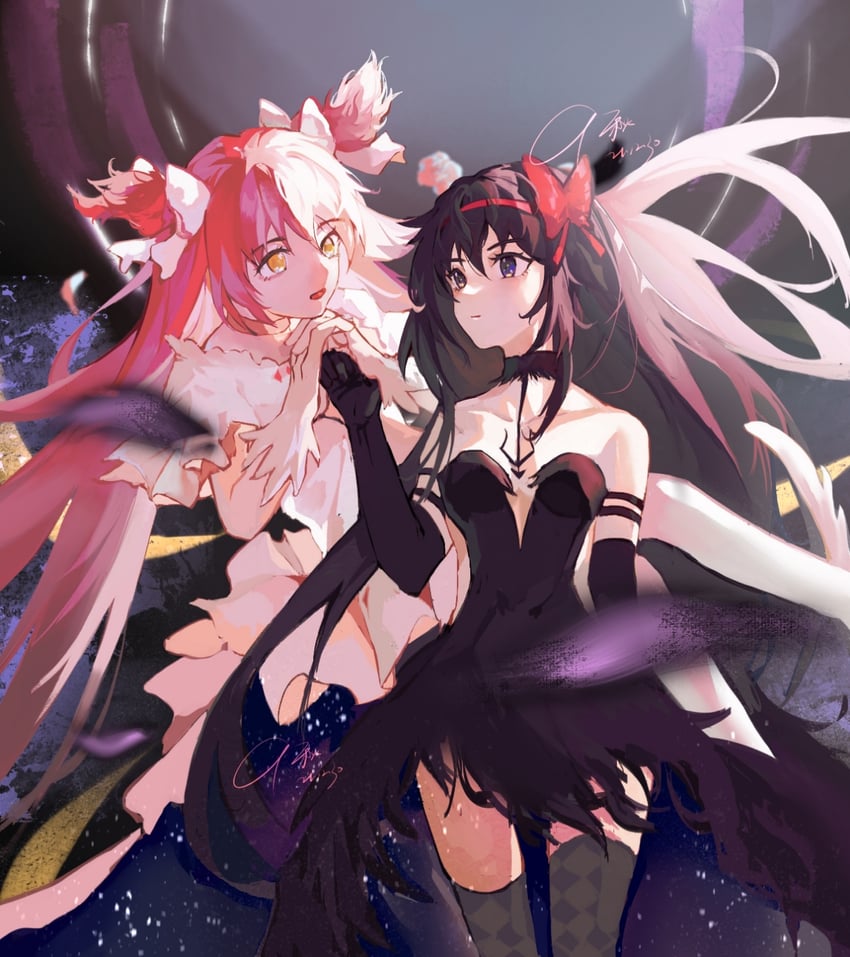 akemi homura, kaname madoka, ultimate madoka, and akuma homura (mahou shoujo madoka magica and 1 more) drawn by y2swan
