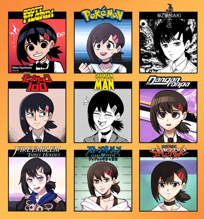 higashiyama kobeni (pokemon and 11 more) drawn by kermittend