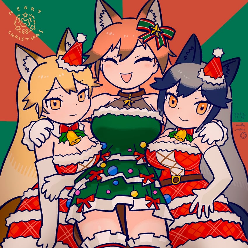 silver fox, ezo red fox, and red fox (kemono friends and 1 more) drawn by inada_roku