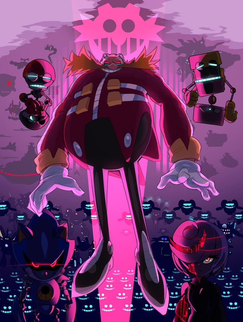 dr. eggman, metal sonic, sage, orbot, and cubot (sonic and 1 more) drawn by captain_kirb