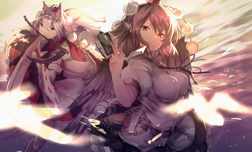shameimaru aya and inubashiri momiji (touhou) drawn by daikoku_osamu