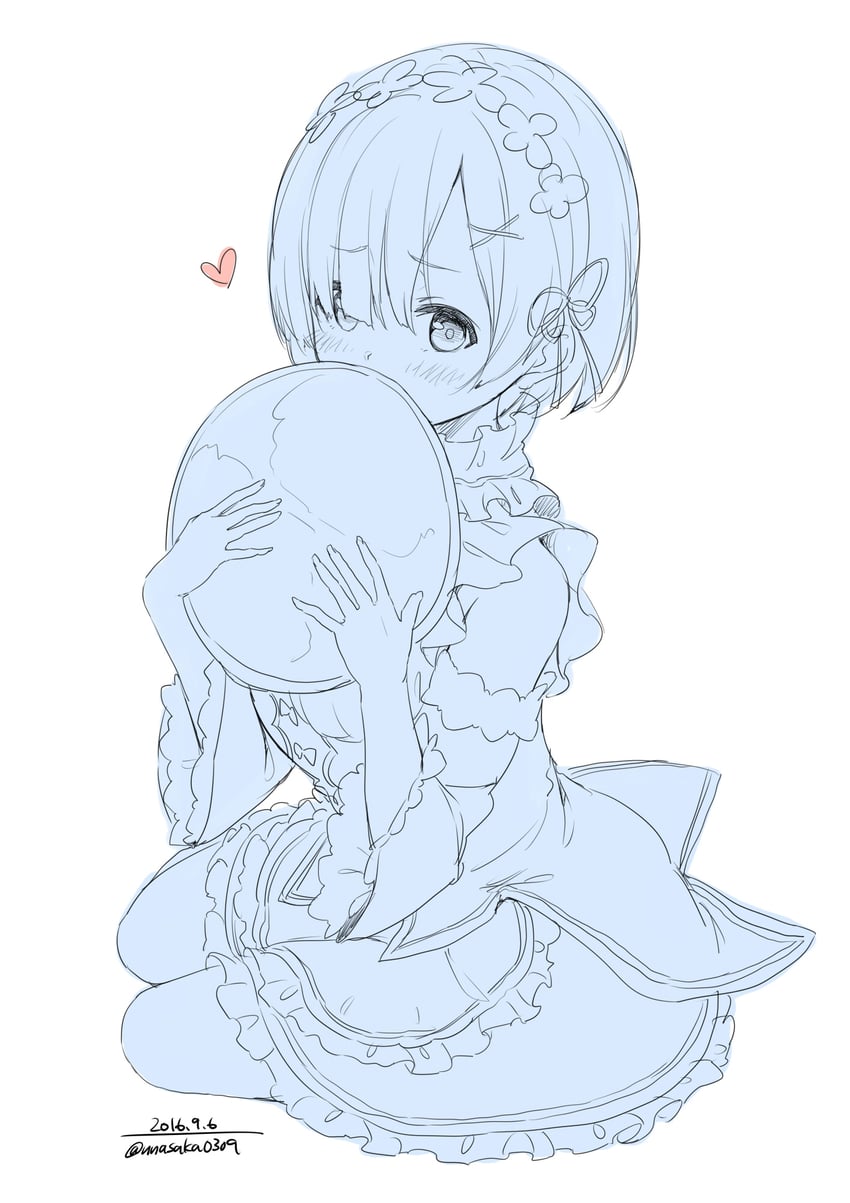 rem (re:zero kara hajimeru isekai seikatsu) drawn by unasaka_ryou